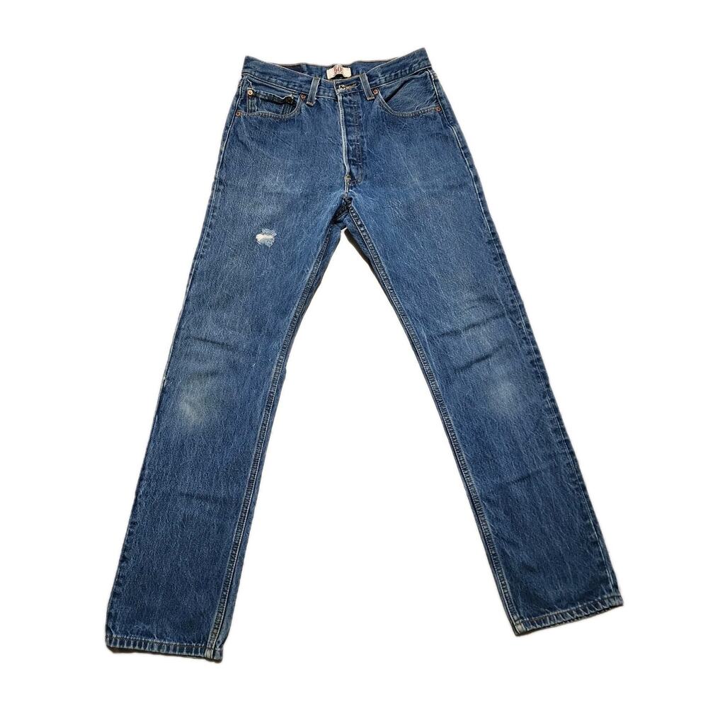 Levis 501 Jeans Mens 32x36 Blue Denim Pants Button Fly Straight Faded Workwear